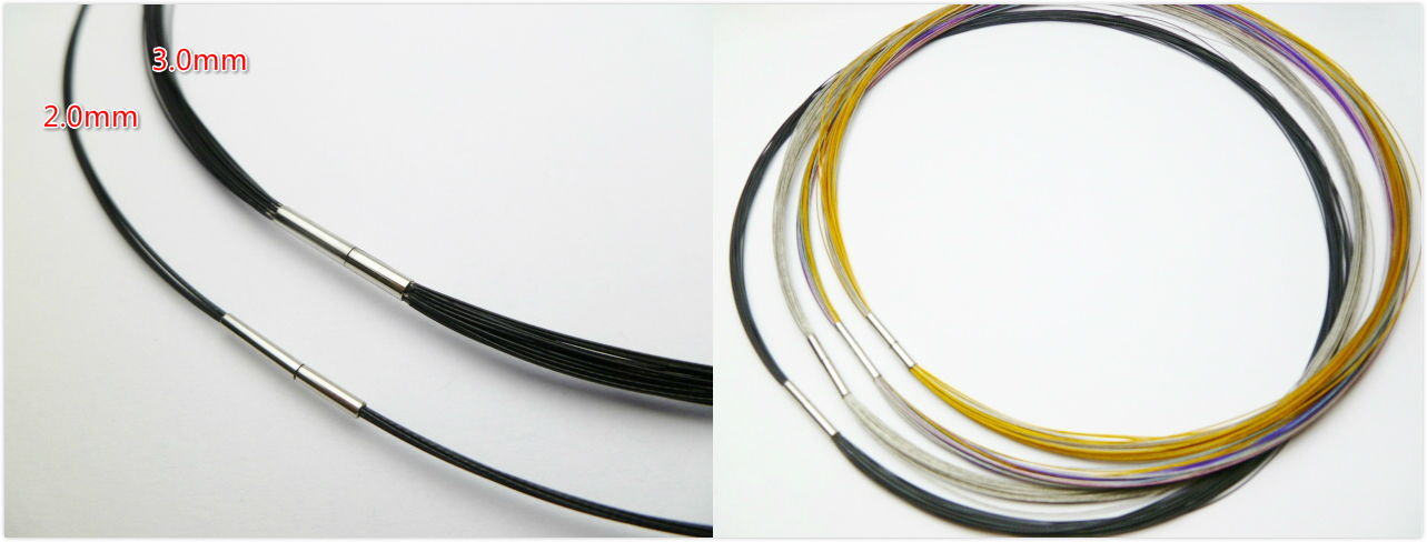 16"- 3mm Black Stainless Steel Cable w/ 925 Sliver Claps